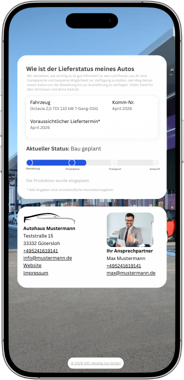 iPhone Ansicht der INC-CarInfo Kundenseite